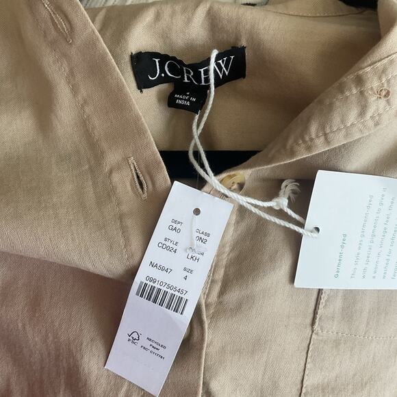 J crew Herringbone twill button-up shirt size 4 NWT khaki - Picture 9 of 11